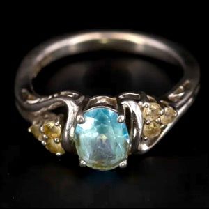 SUN Sterling and Topaz and CZ Ring